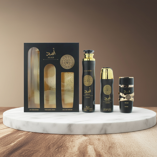 Asad Set profumo + deodorante ambiente + deodorante spray